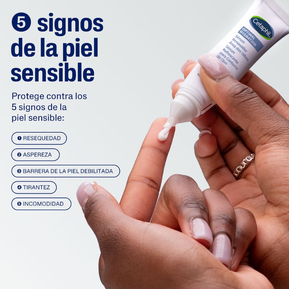 S&eacute;rum Cetaphil contorno ojos protege 5 signos piel sensible resequedad aspereza tirantez barrera